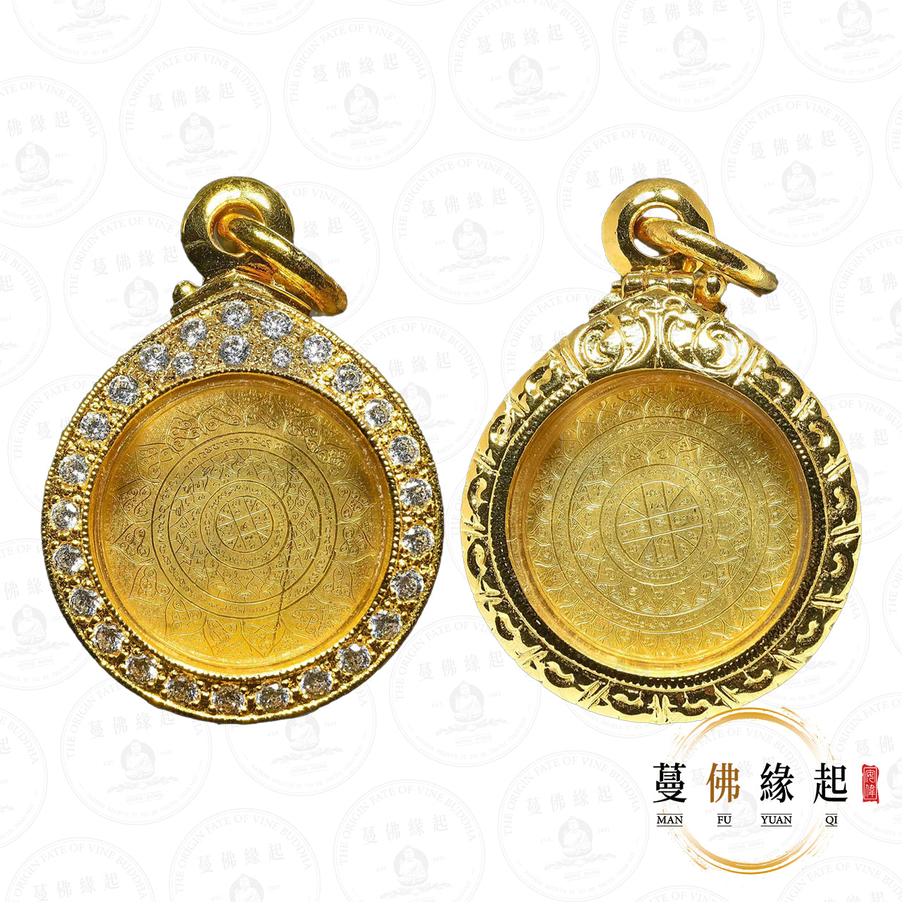 帕阿贊莊/龍婆德瑞 • 2566 • 八方蓮花招財改命符印(純銀鍍金)